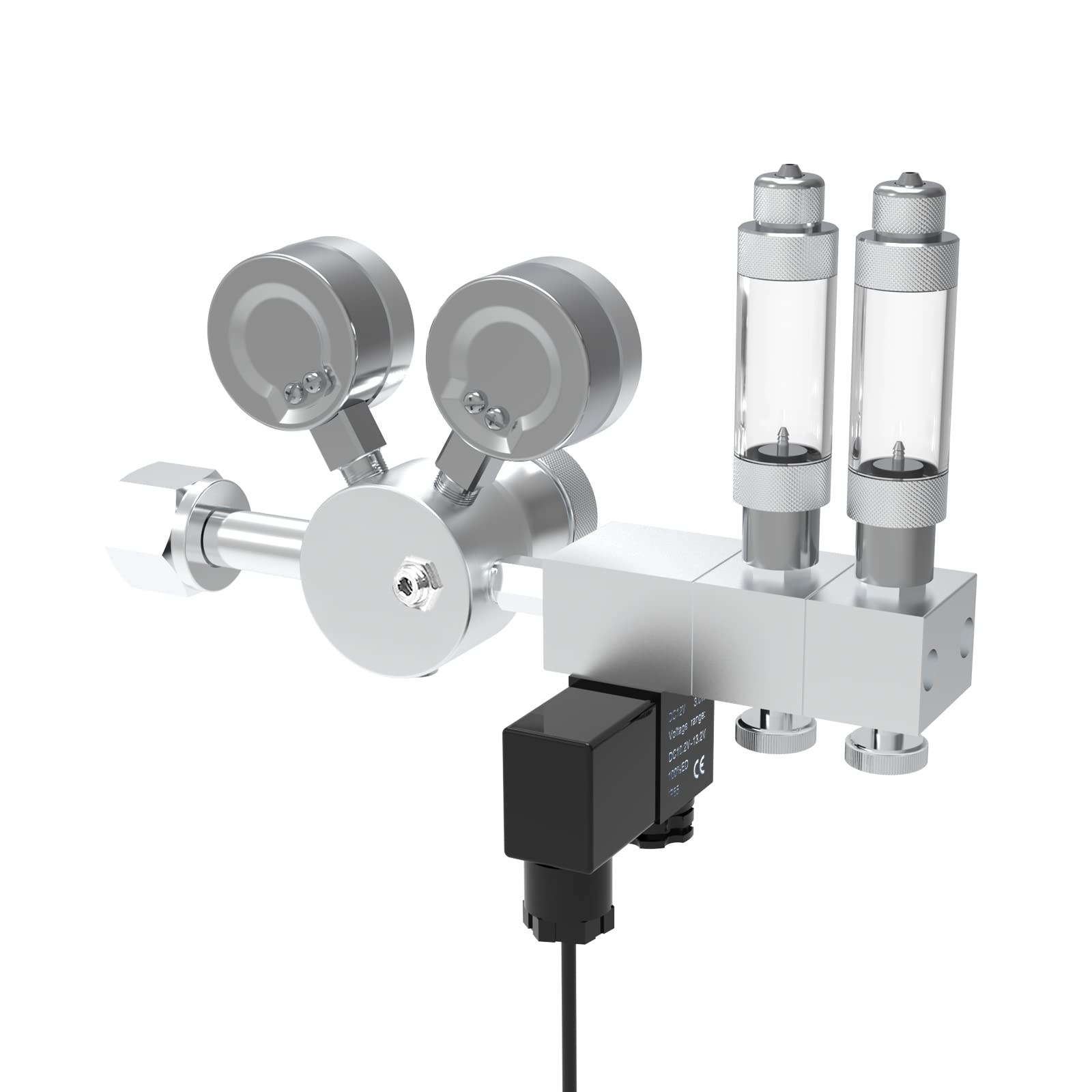 Fzone Pro Series Aquarium Dual Stage Co2 Regulator Adjustable Output Pressure With Dc Solenoid And Integrated High Precision Needle Valve And Bubble Counter
