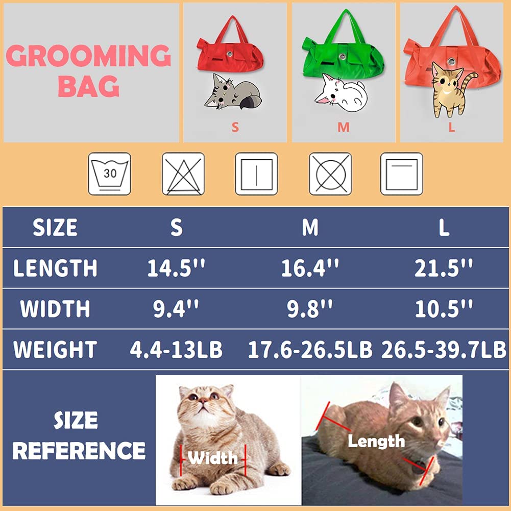 Kukaster Pet Cats Restraint Bag For Claw Care Nail Trimming Anti-Scratching Grooming Bag For Cats Medical Examination(Blue-S)