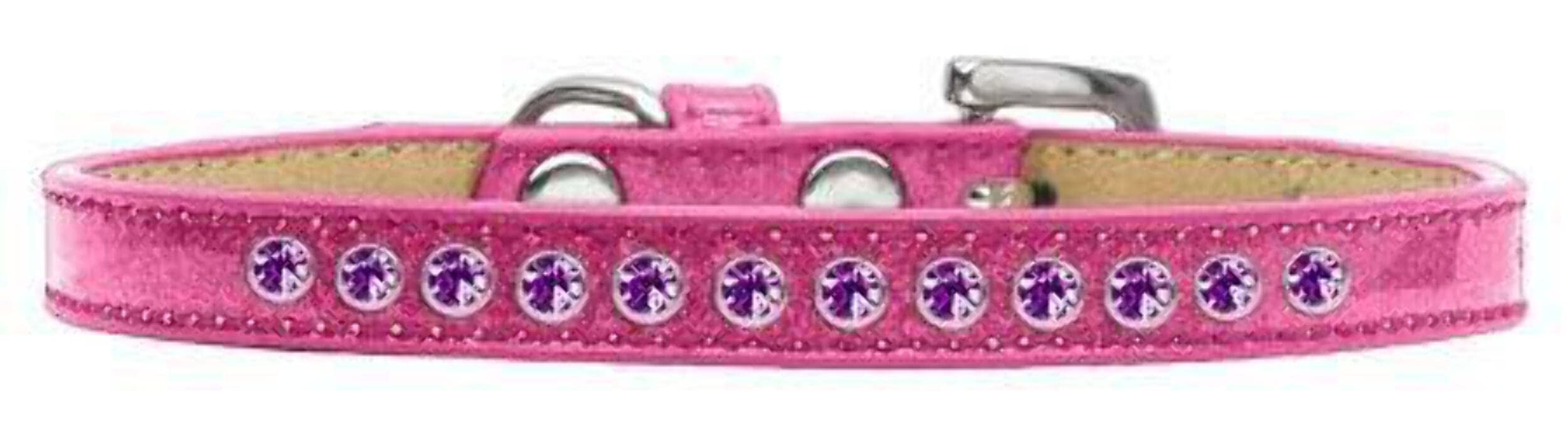Dog, Puppy and Pet Ice Cream Collar, "Purple Crystal Rimsets" Silver 14