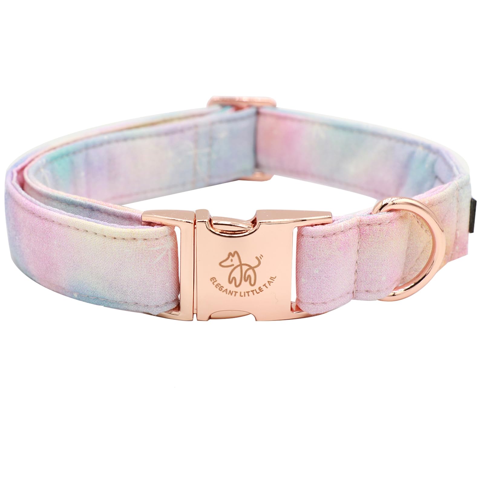 Elegant Pink Floral Print Summer Dog Collar - Cotton, Durable Metal Buckle Collar For Medium Dogs