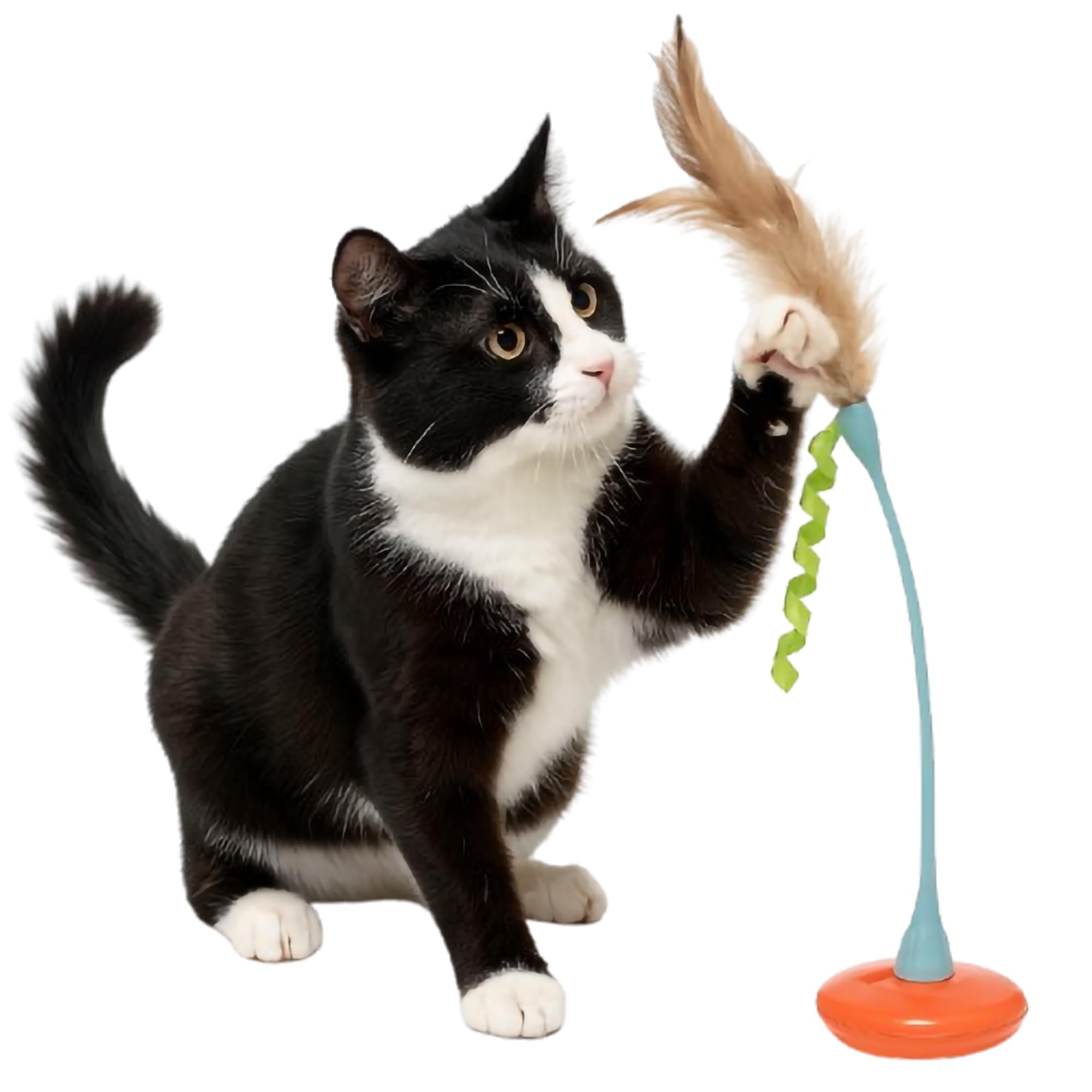 Petlinks Tippy Teaser Self Righting Feather Toy for Cats & Kittens, Rocks & Sways, Fun & Engaging Play - Multi Color, One Size -Like New
