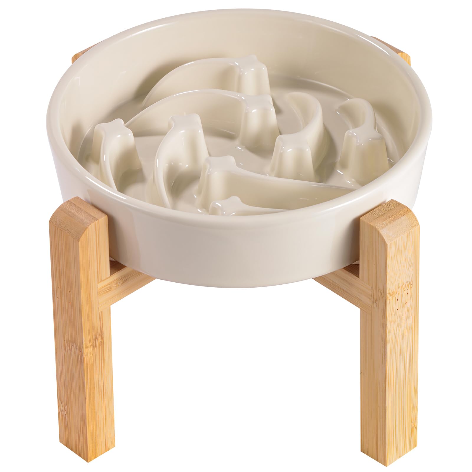 8.26 in Milk White Dog Bowl Slow Feeder Ceramic for Medium and Large Breed,Elevated/Raised Slow Feeding Dog Food Water Dish Heav