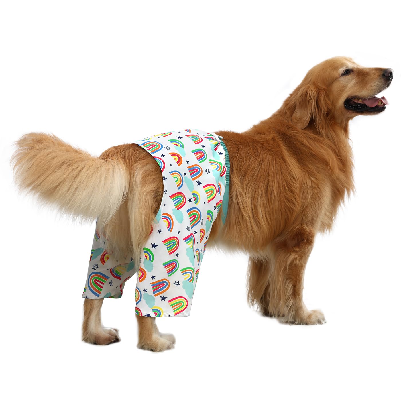 Hde Dog Swim Trunks Hawaiian Board Shorts Beach Pool Swimsuit For Xs To Xxl Dogs Rainbows - Xl