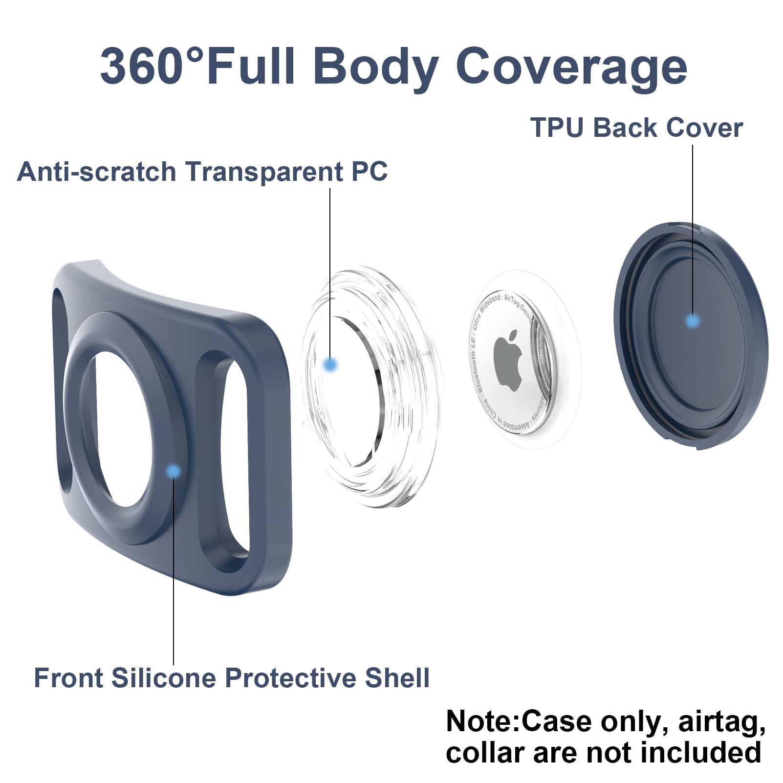 Sankala Waterproof Airtag Case For Dog Collar, [2 Pack] Airtag Dog Collar Holder, Tpu & Silicone Full Body Covered Anti-Lost App