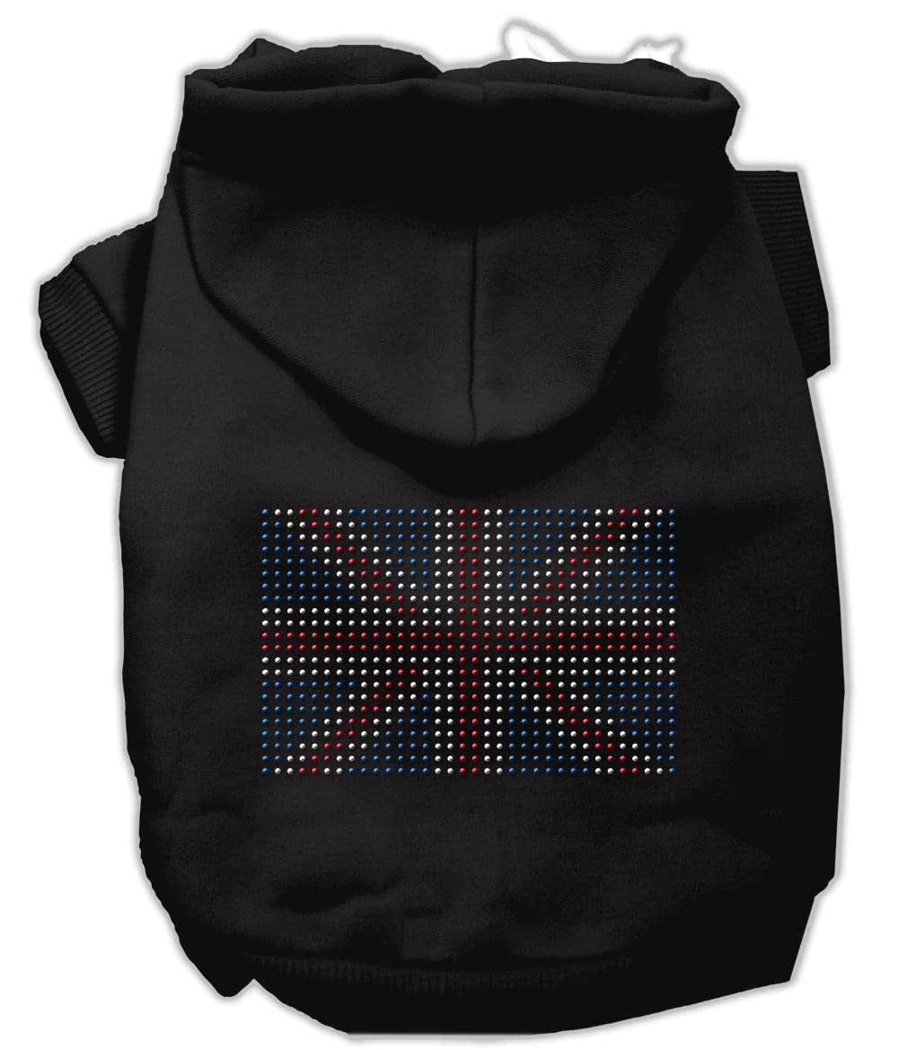 Pet, Dog & Cat Hoodie Rhinestone, "British Flag" Red 3XL (25-35 lbs.)