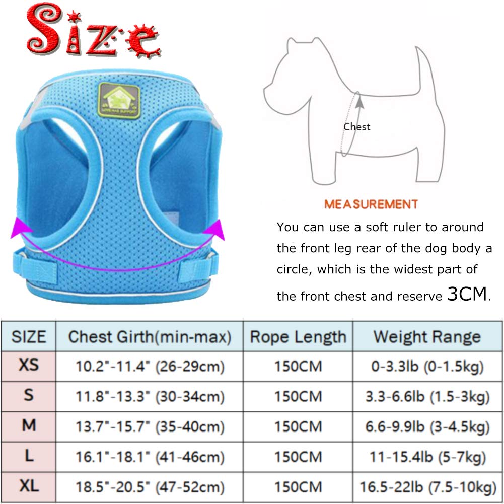 Feimax Dog Harness And Lead Set, No-Pull Breathable Soft Mesh Puppy Vest Harness Reflective Adjustable Pet Harnesses For Small Medium Dogs And Cats - Outdoor Easy Control For Walking