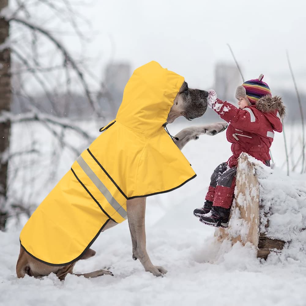 Ezierfy Raincoat Dogs - Waterproof Adjustable Pet Rain Coat Jacket, Lightweight Dog Hooded Rain Slicker Poncho With Reflective S