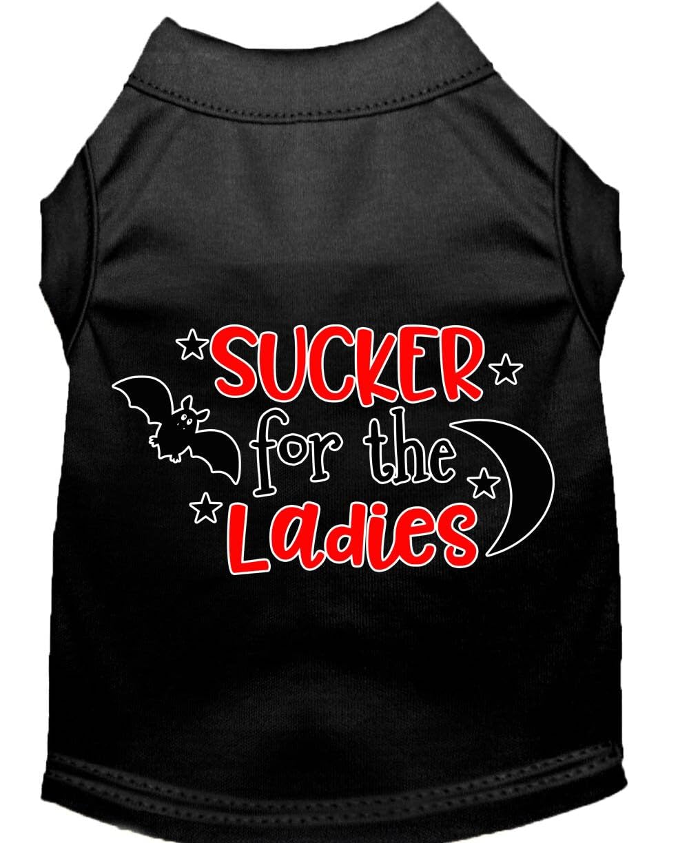 Pet Dog & Cat Shirt Screen Printed, "Sucker For The Ladies" Gray XS (0-3 lbs.)