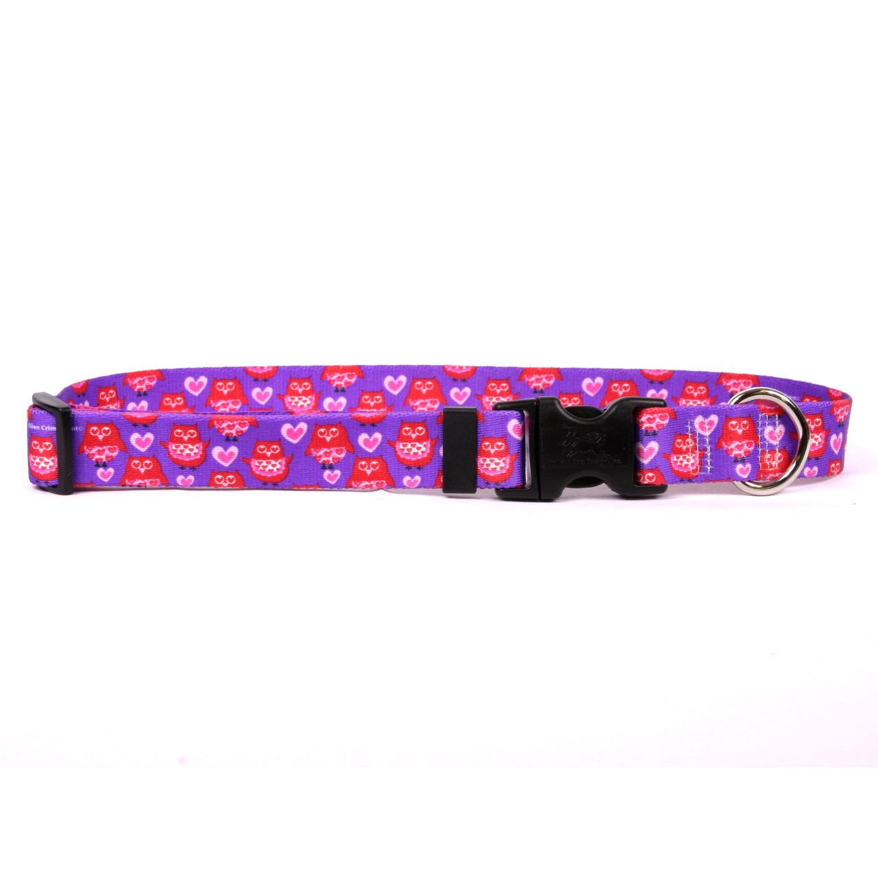 Yellow Dog Design Valentines Owls Dog Collar with Tag-A-Long ID Tag System-Large-1 and fits Neck 18 to 28