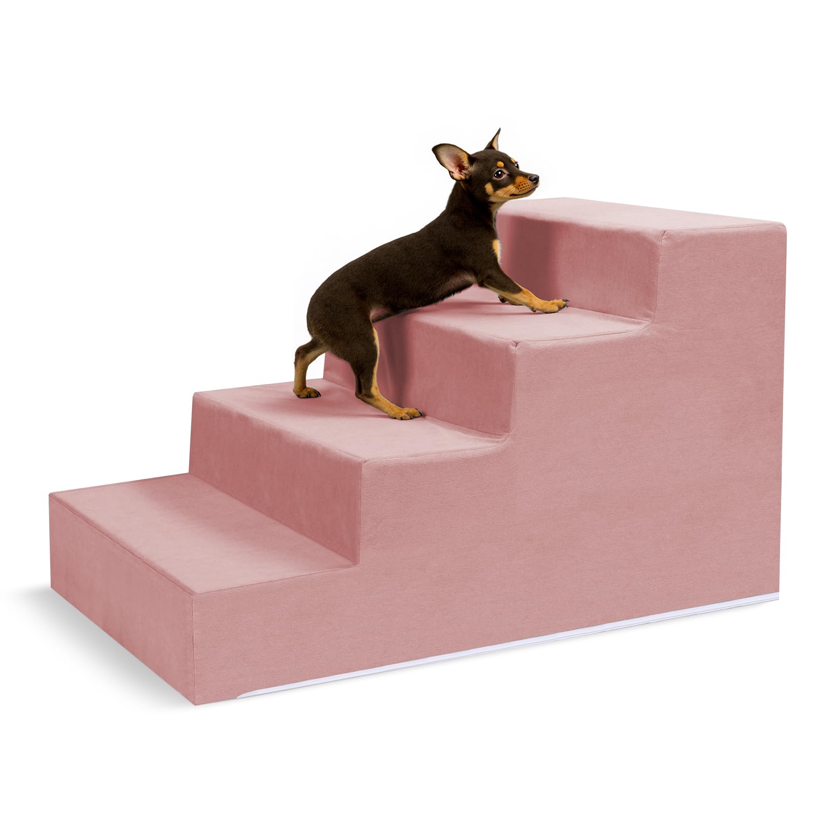 VEEVAO Pet Stairs for Small Dogs & Cats - 3/4/5 Steps, Non-Slip Extra Wide Design, Gentle Angle for Joint Protection, High Densi