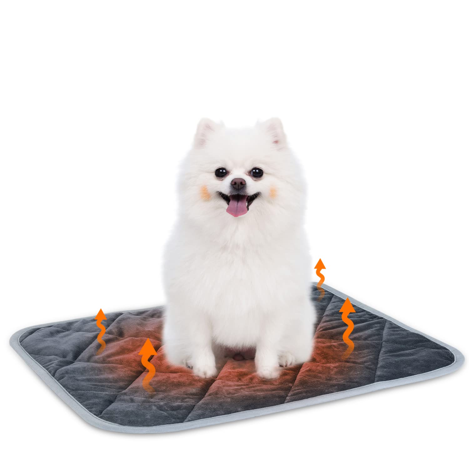 Nobleza Self Warming Pet Mat, Extra Warm Thermal Dog Crate Pad For Indoor Outdoor Pets, Washable Anti-Slip Kennel Mat For Medium Small Dogs And Cats, 24' × 18' Grey