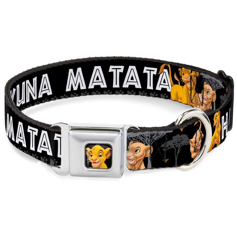 Buckle-Down Dog Collar Seatbelt Buckle Lion King Simba Nala Hakuna Matata 11 To 17 Inches 1.0 Inch Wide, Multi Color (Dc-Wdy046-M)