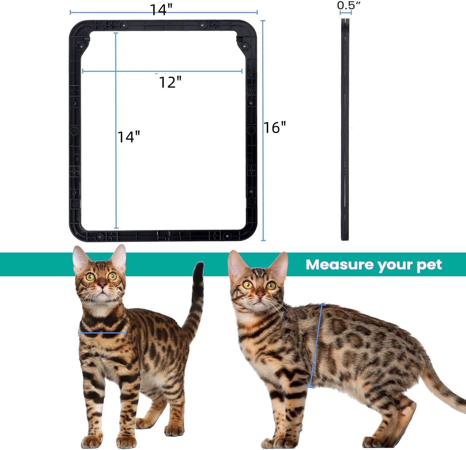 Kagoty Large Dog Door - Lockable Sliding Screen Door, Automatic Closing, Black Plastic