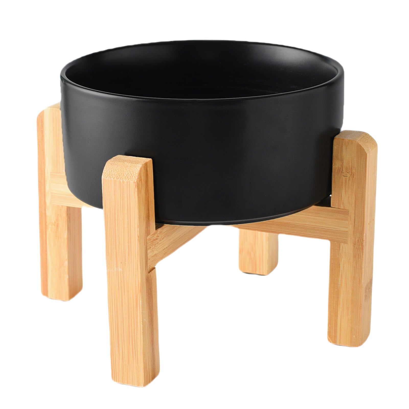Welloyed 6 Ceramic Raised Dog Bowl - 30Oz Dog Food & Water Bowl with Elevated Non-Slip Bamboo Stand, Dishwasher & Microwave Sa