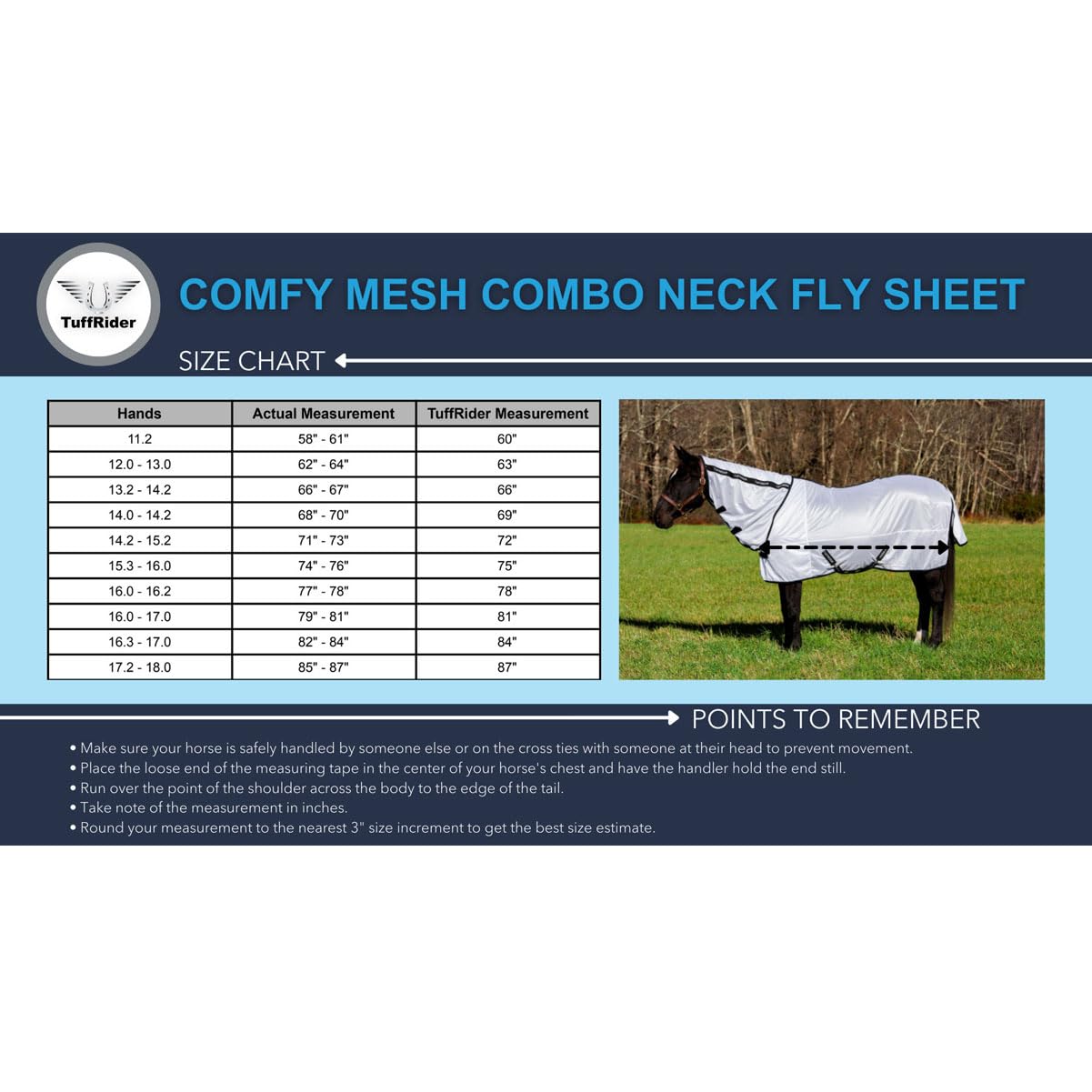 Tuffrider Comfy Mesh Combo Neck Fly Sheet - White - 72