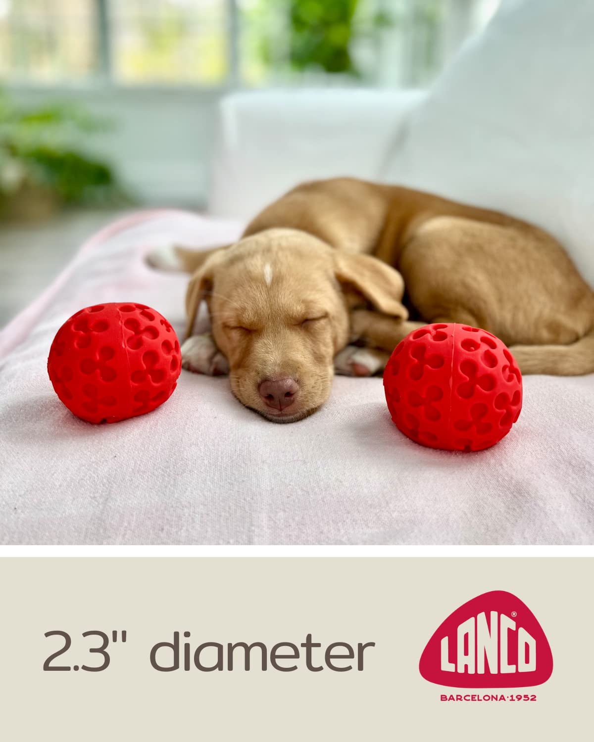Small Ball Dog Toy - 100% Natural Rubber (Latex) - Soft Squeaky Dog Toy - Small Breeds Puppies - Indoor Play - Free From Harmful Chemicals - Small (2.35') - Set Of 2