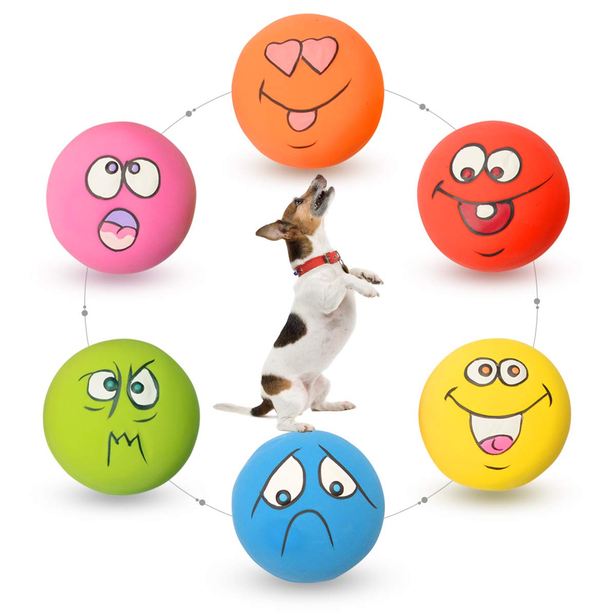 Holysteed Latex Dog Squeaky Toys Rubber Soft Dog Toys Chewing Squeaky Toy Fetch Play Balls Toy For Puppy Small Pets Dog 6Pcs For Mini, Small Breeds, 2.28'*2.28'*1.30'