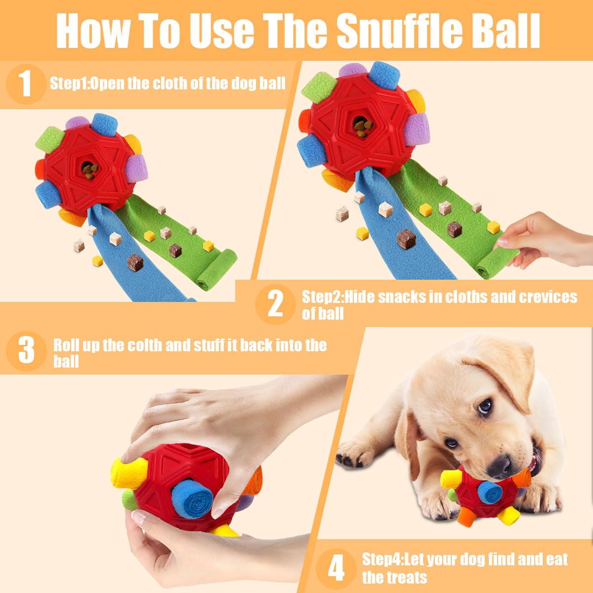 Dog Snuffle Ball-Interactive Puzzle Dog Toys Encourage Natural Foraging Skills Slow Feeder For Training And Stress Relief, Cloth