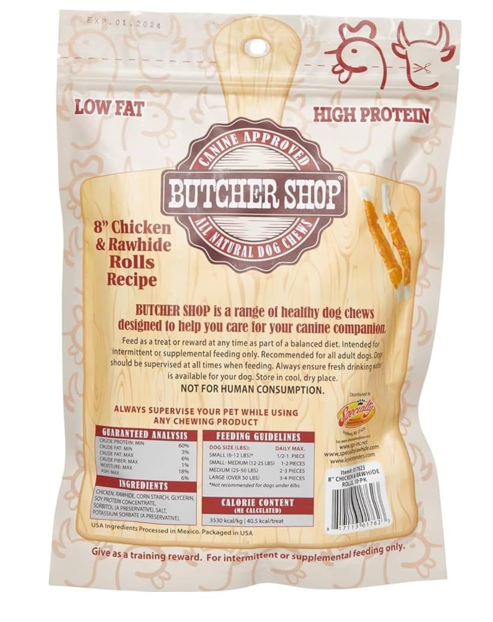 Generic Butcher Shop Chicken & Rawhide Rolls Dog Treats - 20 Rolls, 10 Ounce (Pack of 2)