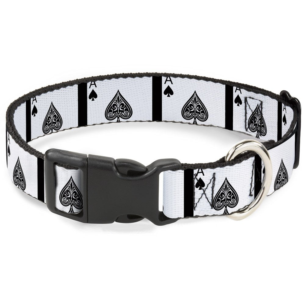 Buckle-Down Plastic Clip Collar - Ace Of Spades - 1' Wide - Fits 15-26' Neck - Large