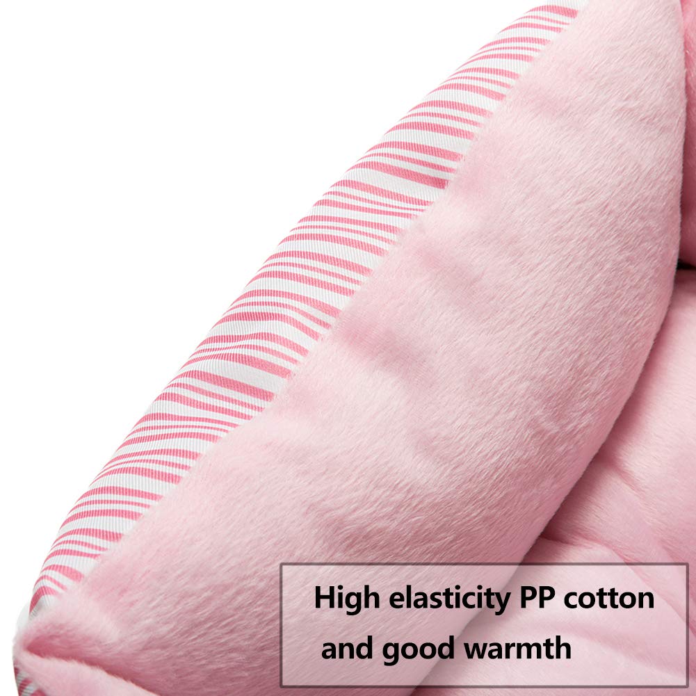 Hollypet Plush Self-Warming Dog Cat Bed, 19x15x7 inches, Fabric, Pink