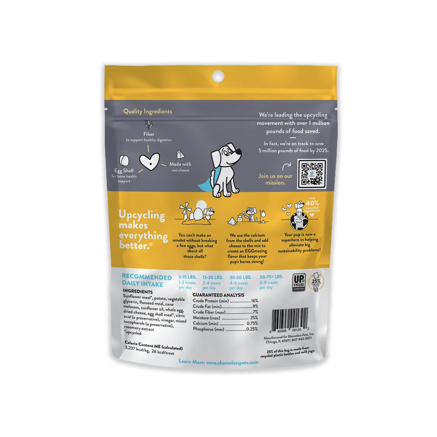 Shameless Pets Soft-Baked Dog Treats, Break an Egg - Natural & Healthy Dog Chews for Strong Bones Support with Calcium - Dog Bis