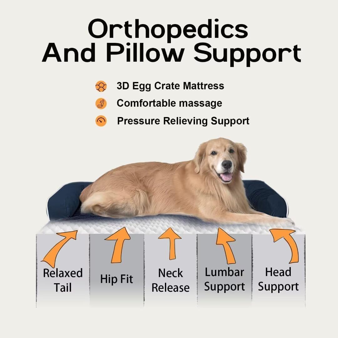 Dog Bed Medium Size Dog-Orthopedic Waterproof Bed for Dogs,Foam Couch Sofa with Washable Removable Cover & Non-Slip Bottom-Navy