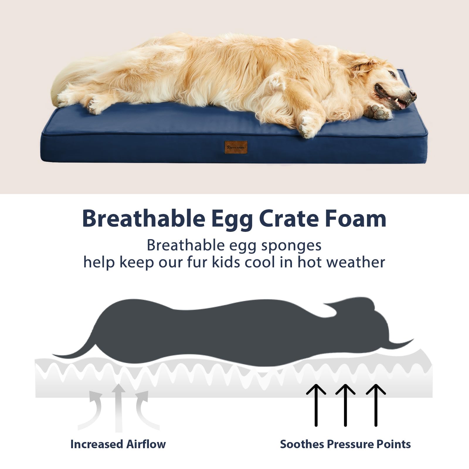 Bfpethome Outdoor Dog Bed For Medium, Large, Extra Large Dogs - Waterproof, Orthopedic With Removable Washable Cover, Egg Crate