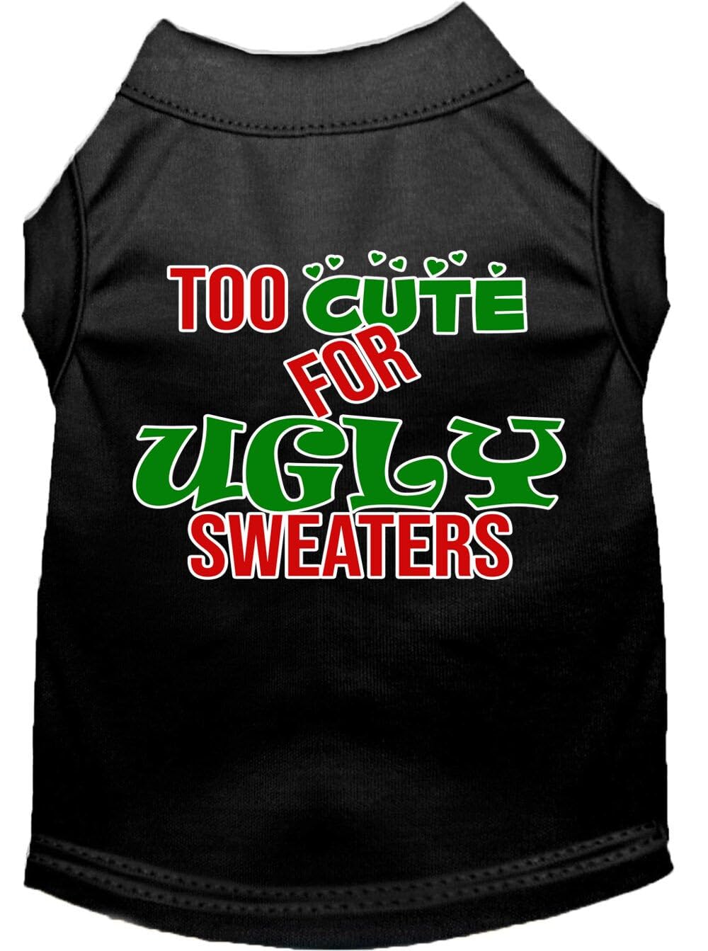 Christmas Pet Dog & Cat Shirt Screen Printed, Too Cute for Ugly Sweaters Light Pink SM (3-6 lbs.)