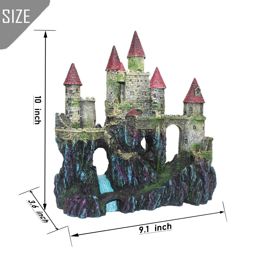 Pinvnby Aquarium Resin Castle Decoration Fish Tank Driftwood Castle Cave Hideouts House Plants Supplies Accessories(Red)