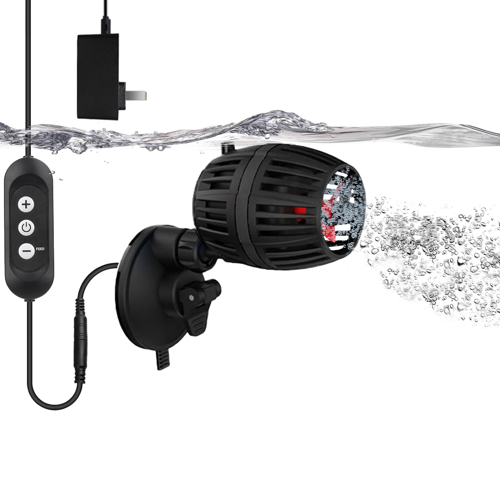 Carefree Fish Aquarium DC12V 10W Wave Maker 4 Level Adjustable Flow Rate Powerhead 1500Gph Wave Pump for 10~60Gal Freshwater and