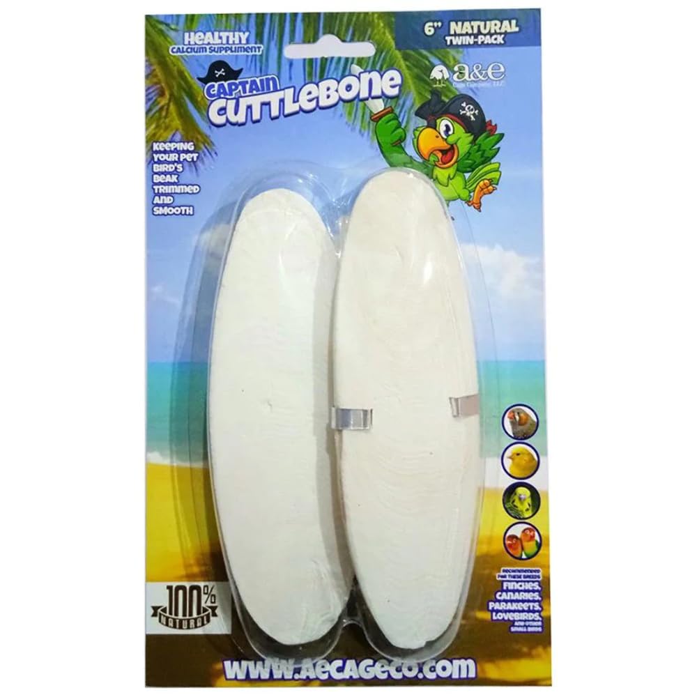 A&E Cage Company birds Natural Flavoring 6in Cuttlebone Twin Pack