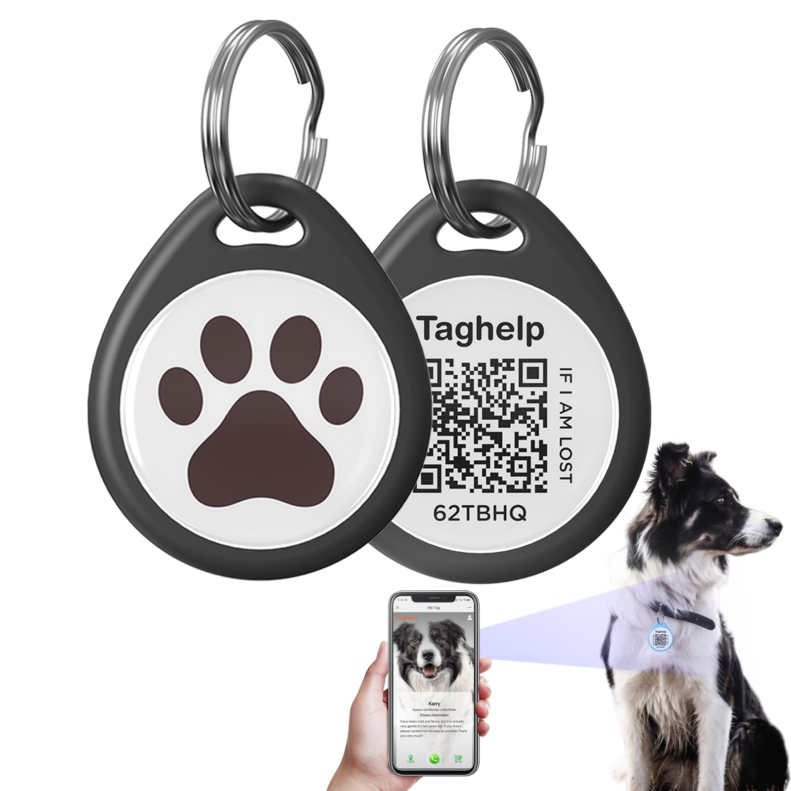 Qr Code Pet Id Tag For Dog Collars - Personalized Anti-Lost Tag With Instant Email Location Alerts - Silent Dog Id Tag,No App No