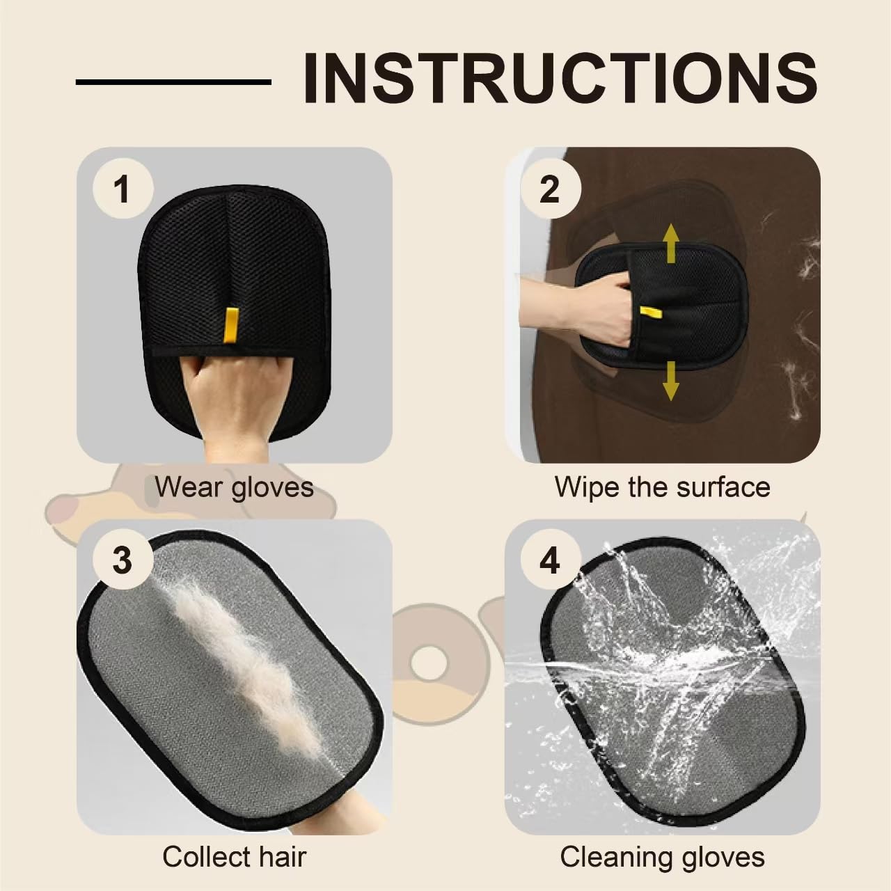 Rorodog 2-Pack Pet Hair Remover Brushing Gloves - Remove Fur from Clothing, Furniture, Car Seats, Bedding & Upholstery - Reusabl
