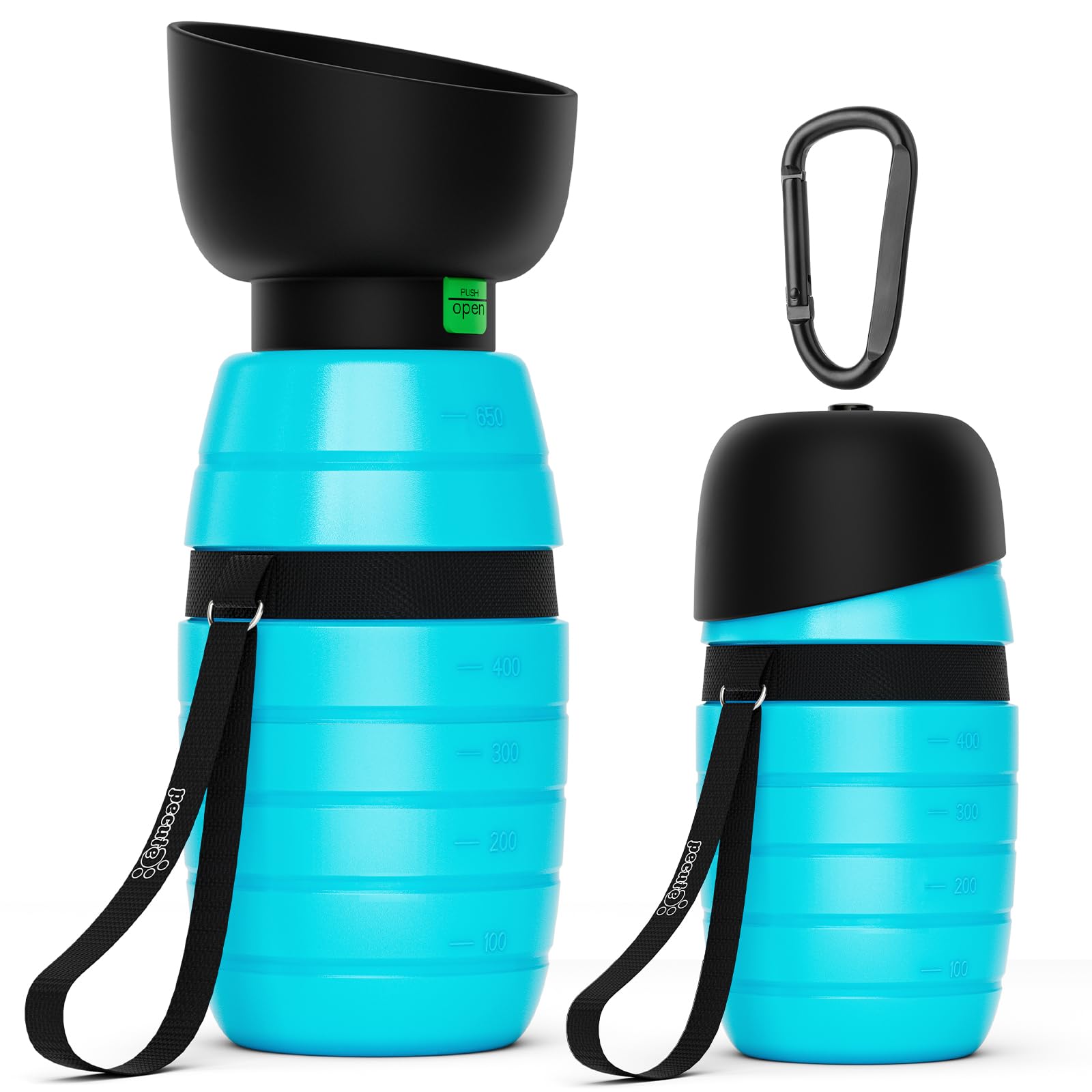 Pecute Portable 22 oz Dog Water Bottle, 2 in 1 Dog Water Bottle Bowl Leakproof with Double Seal, BPA Free, Lightweight, Pet Wate