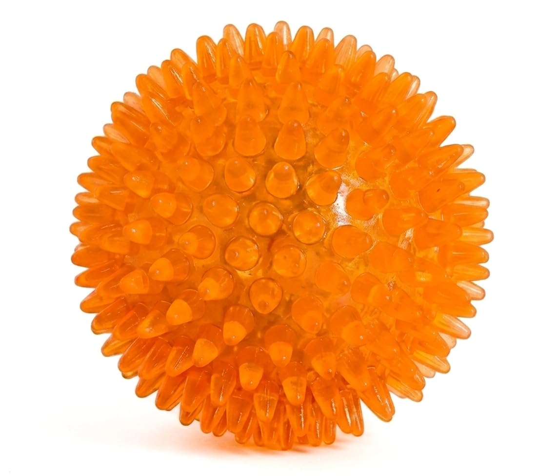 Spiky Squeaky Pet Ball Toy For Dog Durable Rubber Chewing & Fetch Toy, Interactive Squeaky Ball For Small To Medium Breeds, Gen