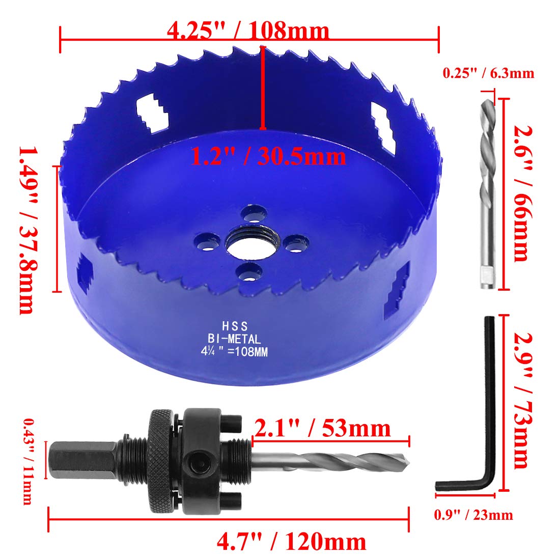 Seimneire 4-14 Inch Hole Saw With Heavy Duty Arbor, 12 Inch Cutting Depth Hss Bi-Metal Hole Drilling Cutter For Smoothly Cutting