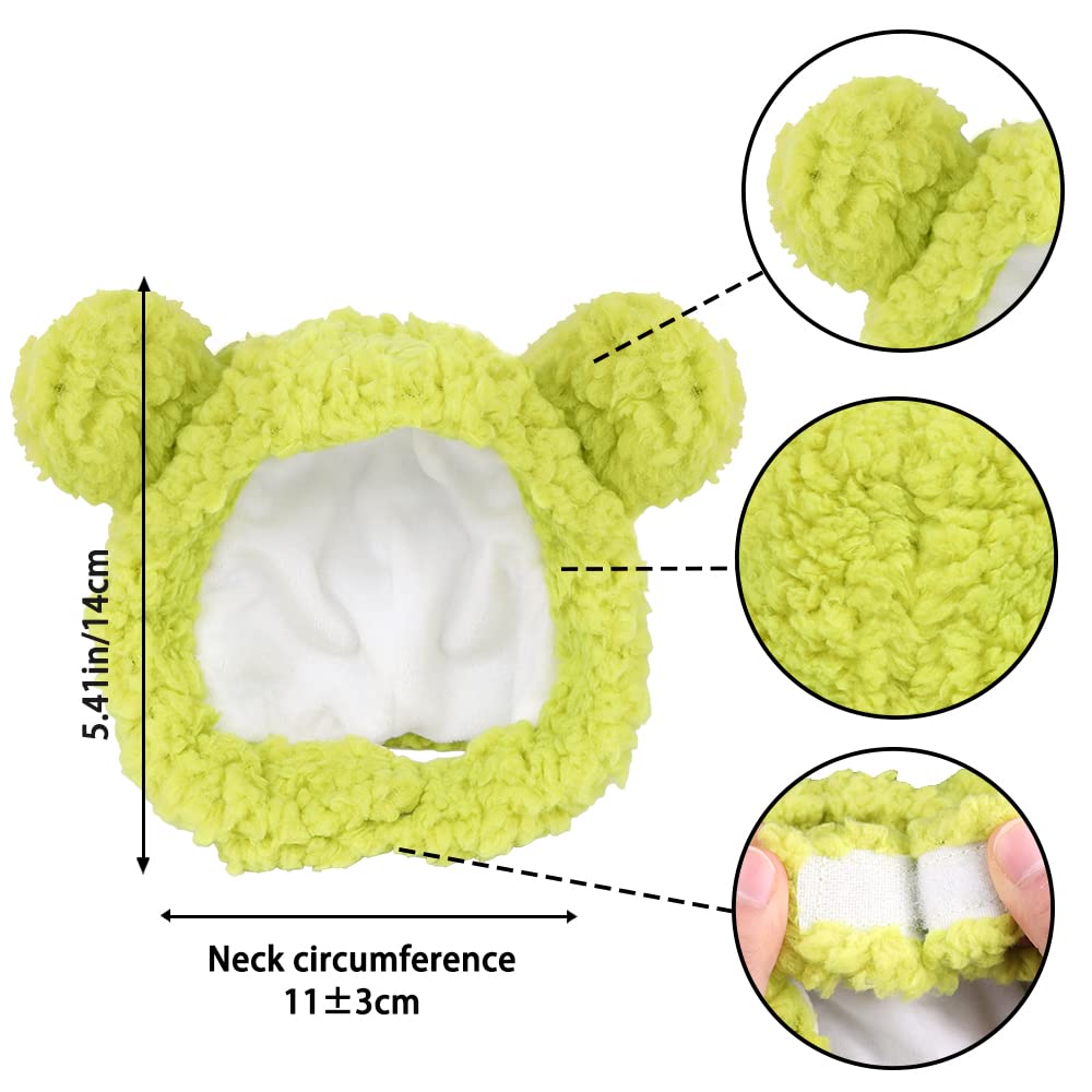Joicee Cute Cat Costume Warm Bear Hat For Cat Adjustable Soft Small Pet Headwear Bear Hat For Cat Puppy Dog (Avocado Color)