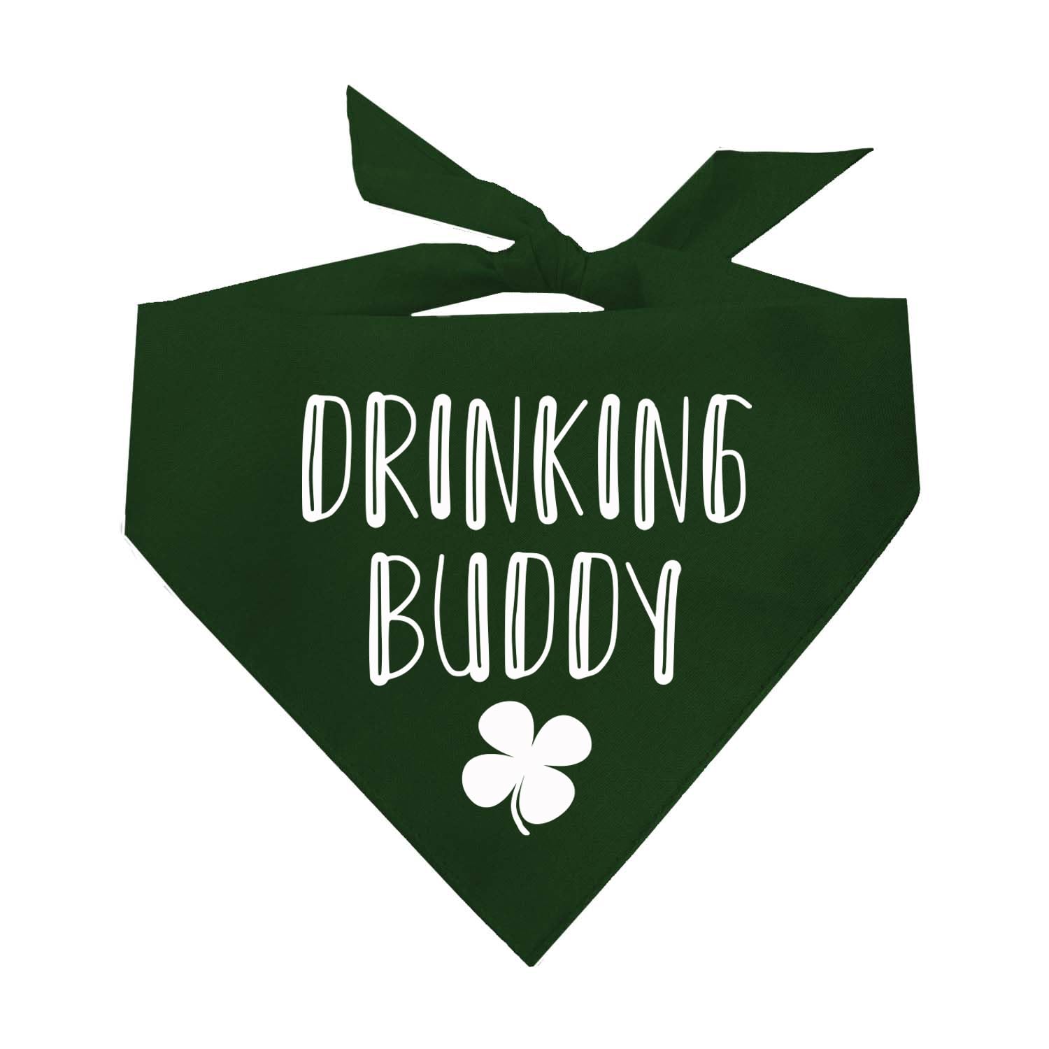Drinking Buddy Dog Bandana | 100% Cotton Triangle | Made In Usa | Funny St. Patrick'S Day Photoshoot Prop | Shamrock | Drinking 