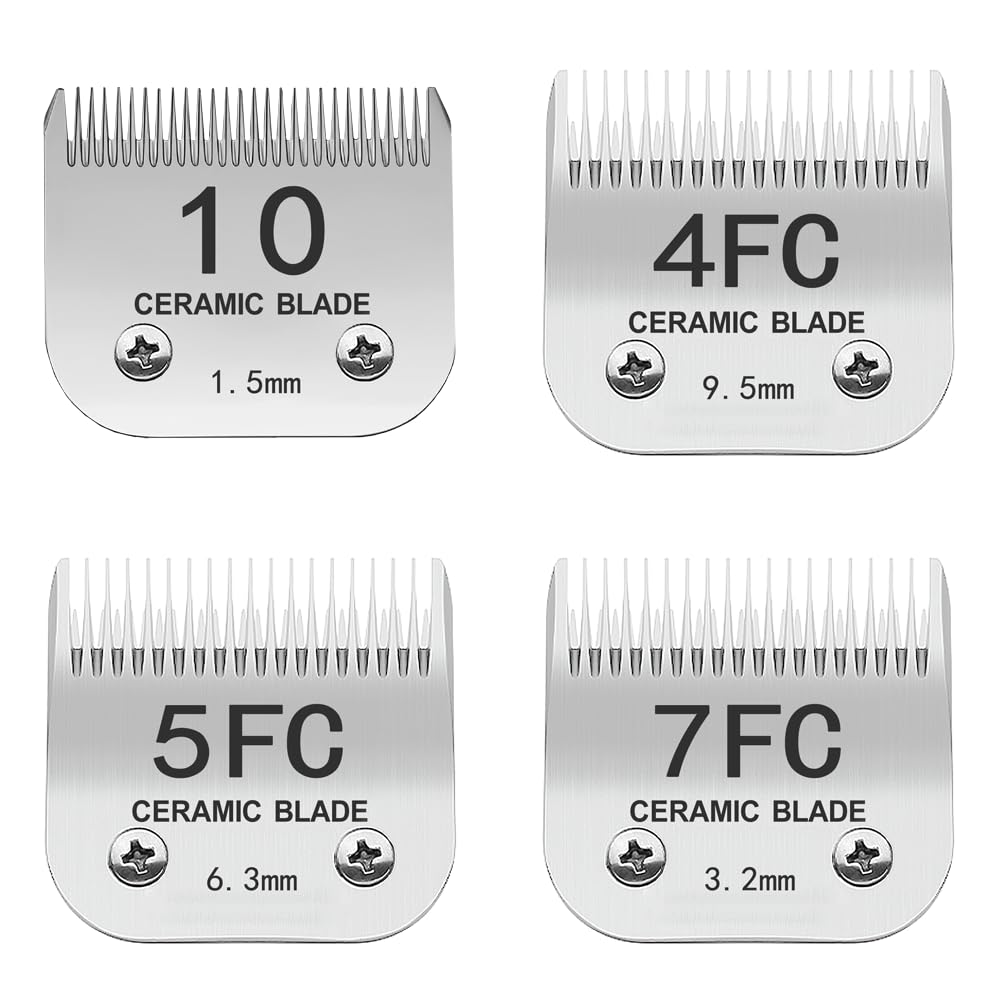 TRAH 10#/4FC/5FC/7FC Blade Dog Grooming Clipper Replacement Ceramic Blades Compatible with Andis Dog Clippers,Most A5, KM Series
