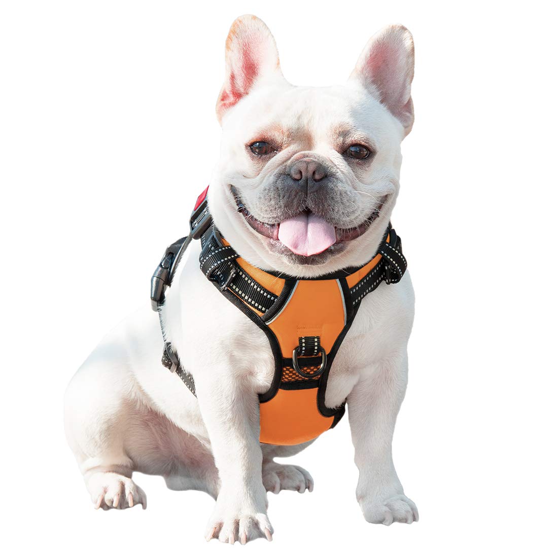 Phoepet No Pull Dog Harnesses For Small Dogs Reflective Adjustable Front Clip Vest With Handle 2 Metal Rings 3 Buckles [Easy To Put On & Take Off] (S, Orange)