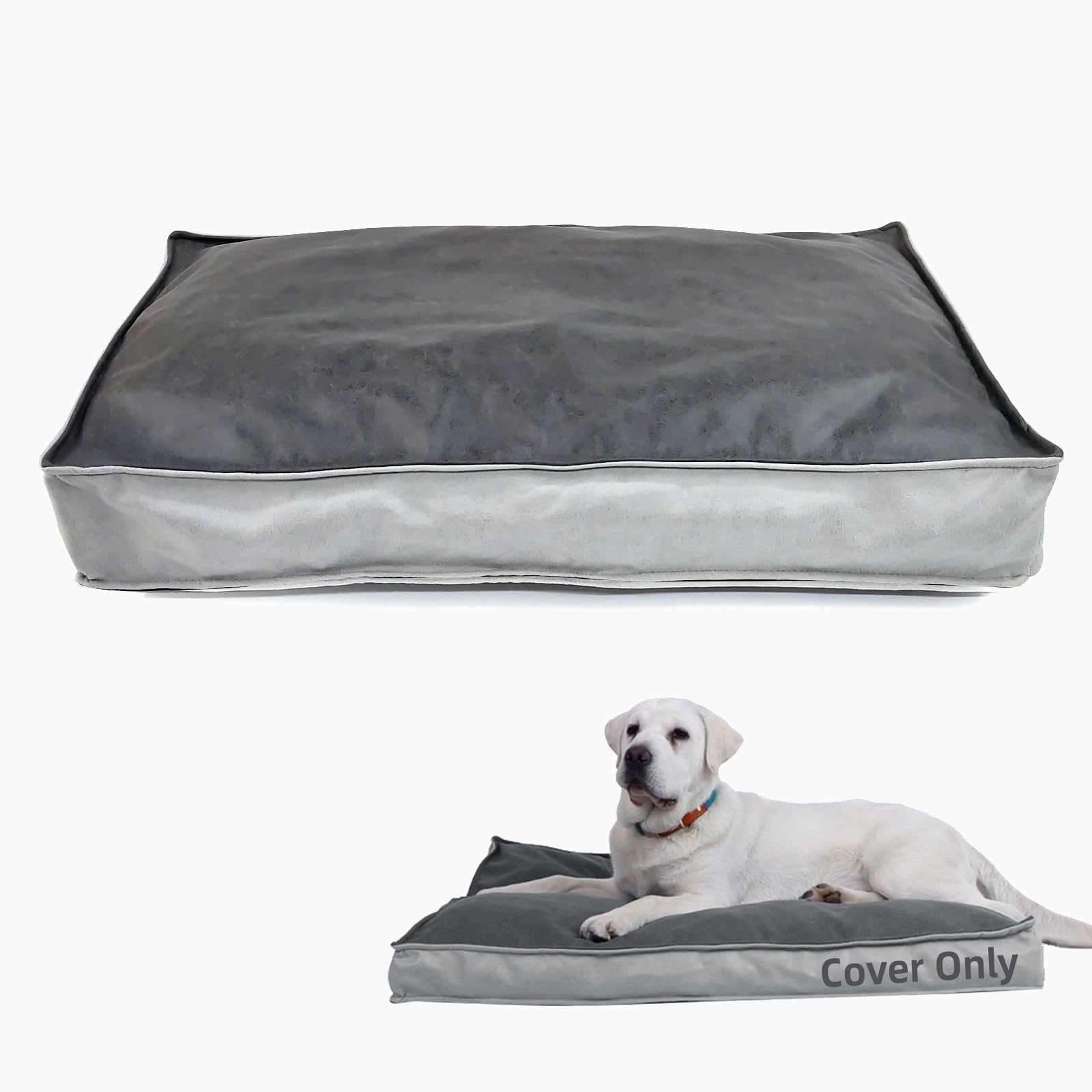 Lyund Dog Bed Cover, Comfortable And Quiet Dog Bed Covers For Pet Mat Bed,Washable Removable Cover,Faux Leather Pet Nest, 30'' L