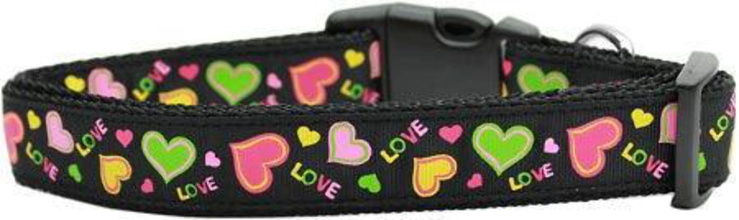 Pet Dog & Cat Nylon Collar or Leash, "Neon Love" SM Collar