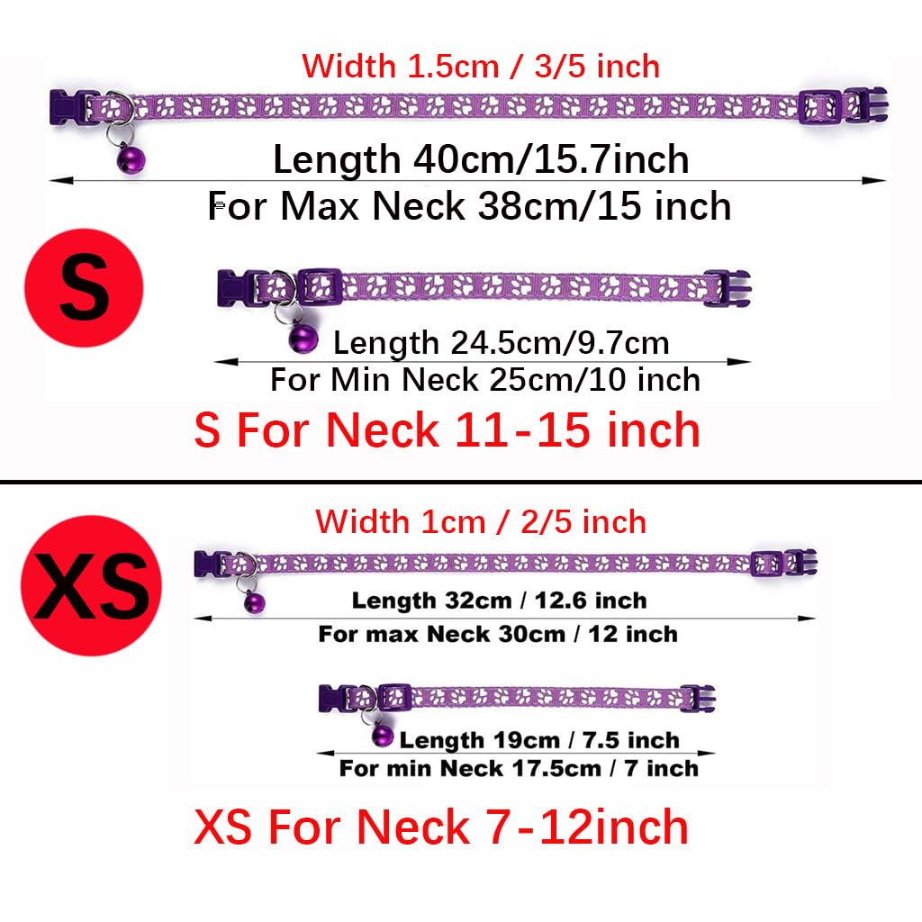 Xs Dog Collar With Bell, 2-Pack Basic & Reflective Cat Collar With Bells For Tiny Extra Small Pet Dogs Boy Kitten Girls Animal,