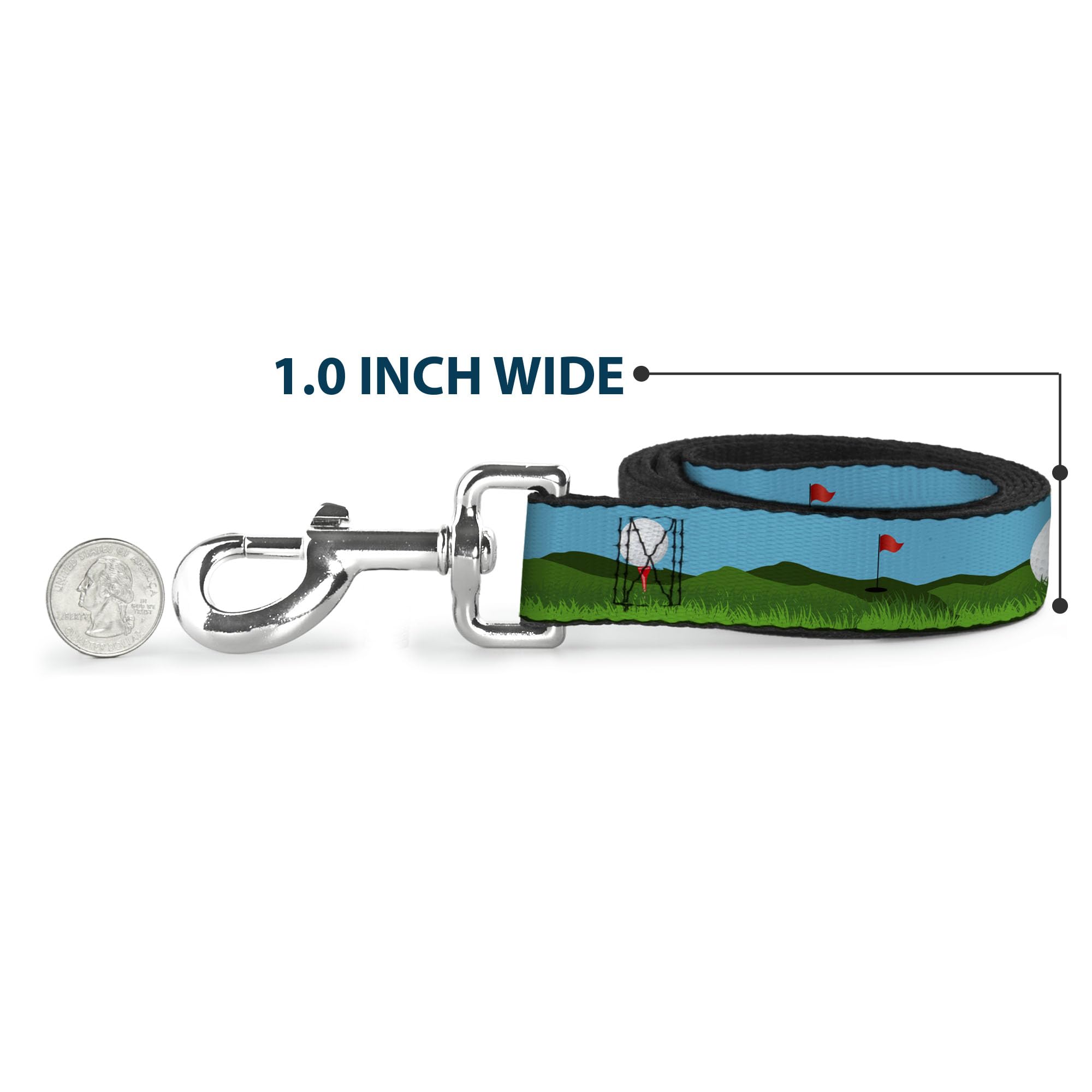 Dog Leash Golf Course Balls Holes Blues Greens 6 Feet Long 1.5 Inch Wide
