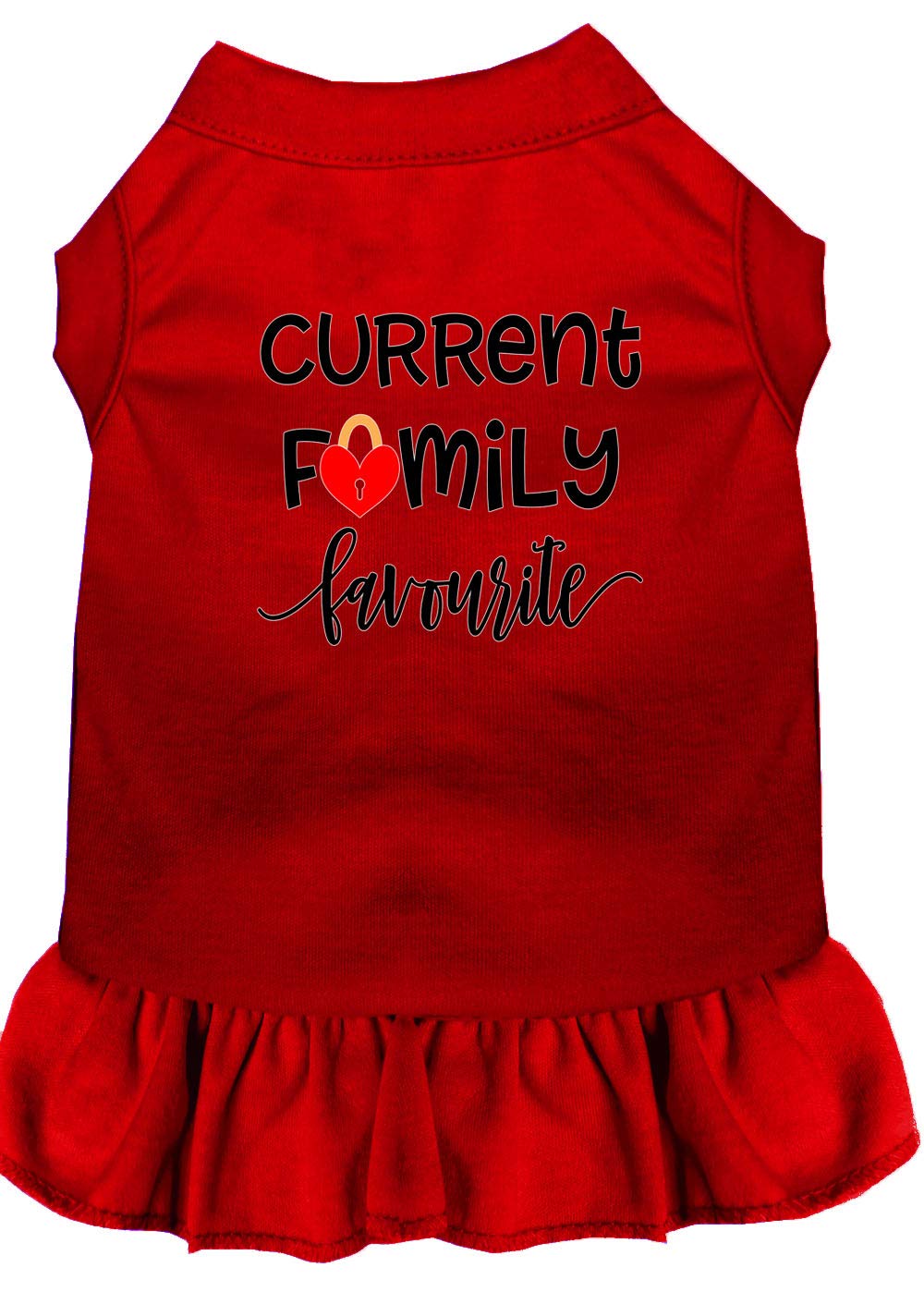 Pet Dog & Cat Dress Screen Printed, "Current Family Favorite" Red SM (3-6 lbs.)
