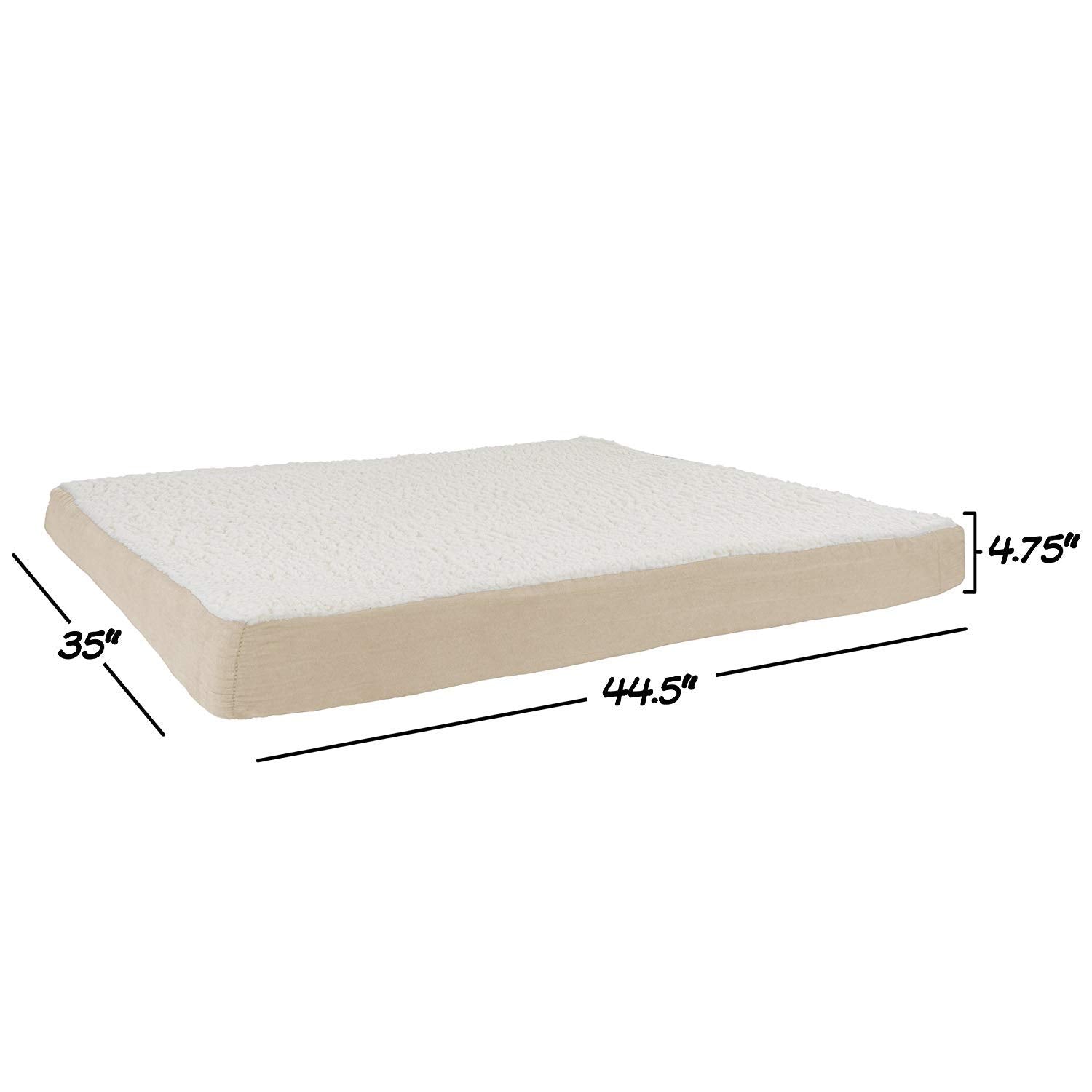 PETMAKER Orthopedic Dog Bed - 2-Layer Memory Foam Crate Mat with Machine Washable Sherpa Cover - 44x35 Pet Bed for Large Dogs up