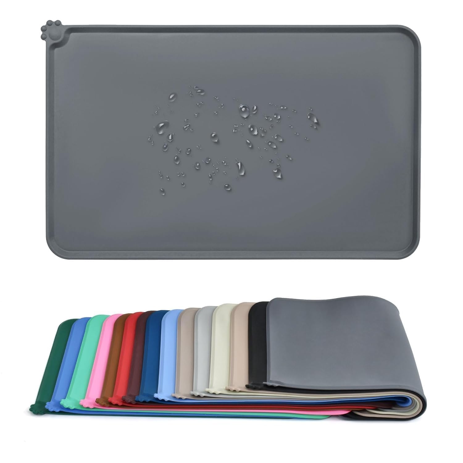 Silicone Pet Feeding Mat For Dogs & Cats | Waterproof AntiSlip Food Mat With Raised Edges | SpillProof Bowl Placemat For Food