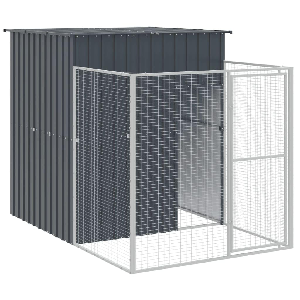 vidaXL Dog House with Run Anthracite 65x420.1x71.3 Galvanized Steel