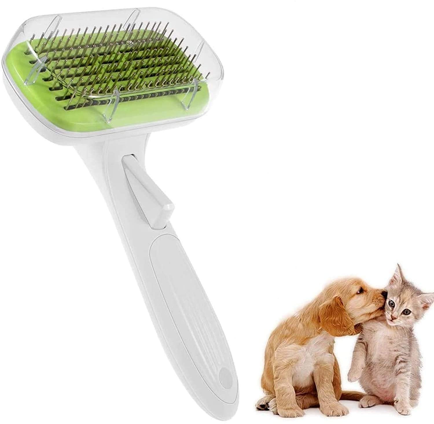 Psk Pet Mart Dog Grooming Brush, Self Cleaning Slicker Brush For Pets And Cats Easy To Clean Reduces Shedding Pet Grooming Brush